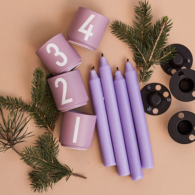 Advent Set Lavendar Mini Cups + Candle Holders