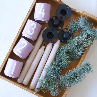 Advent Set Lavendar Mini Cups + Candle Holders