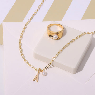 Pearl Solo Ring - Goldplated