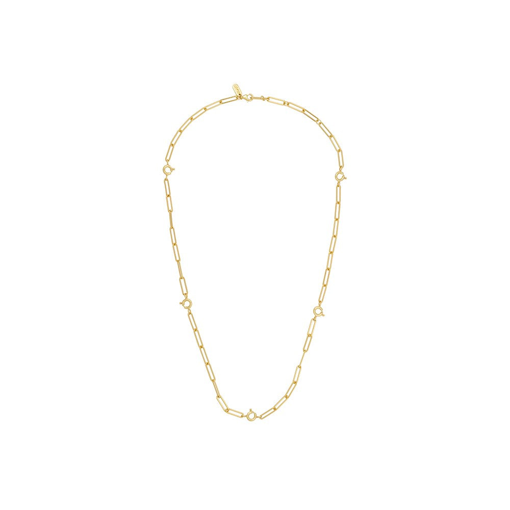 Ruth large chunky charm lock necklace, gold plated