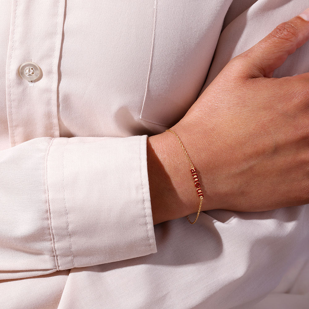 Vocabulary enamel bracelet, gold plated