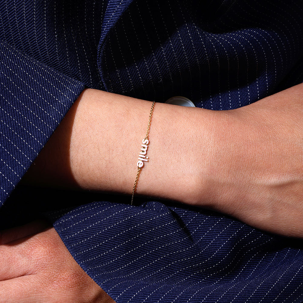 Vocabulary enamel bracelet, gold plated